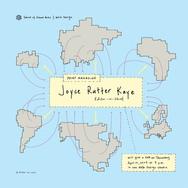 Poster announcing lecture by Joyce Rutter Kaye, then Editor-in-Chief of Print magazine